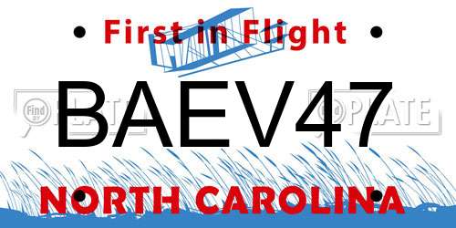 BAEV47 North Carolina License Plate
