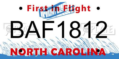 BAF1812 North Carolina License Plate