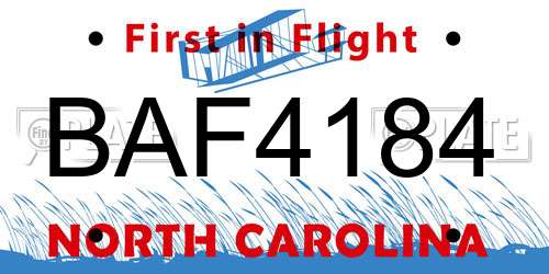 BAF4184 North Carolina License Plate