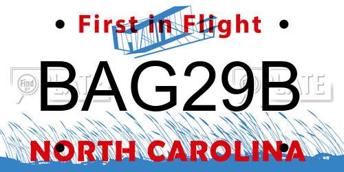 BAG29B North Carolina License Plate