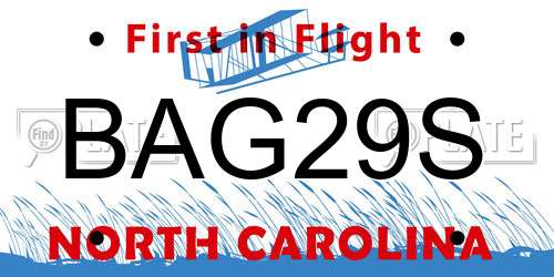 BAG29S North Carolina License Plate
