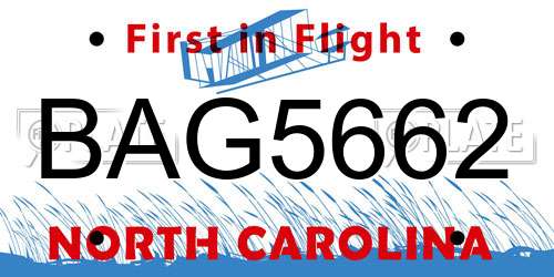 BAG5662 North Carolina License Plate