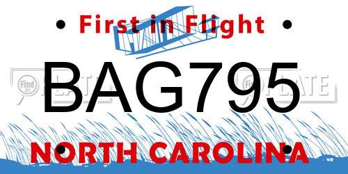 BAG795 North Carolina License Plate