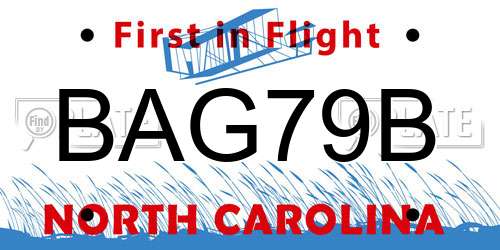 BAG79B North Carolina License Plate