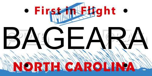 BAGEARA North Carolina License Plate