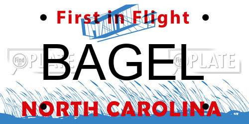BAGEL North Carolina License Plate