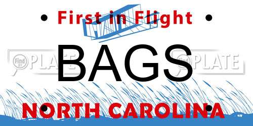 BAGS North Carolina License Plate