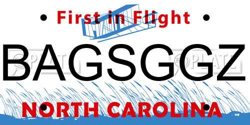 BAGSGGZ North Carolina License Plate