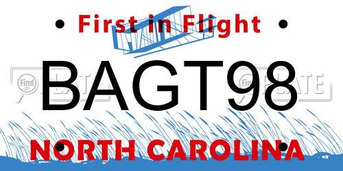 BAGT98 North Carolina License Plate