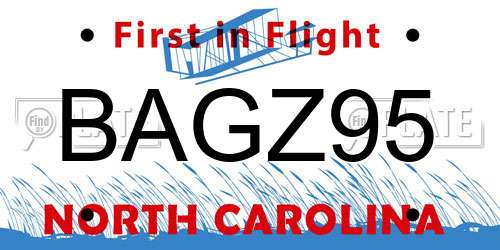 BAGZ95 North Carolina License Plate