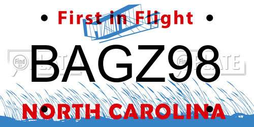 BAGZ98 North Carolina License Plate