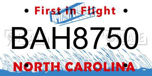 BAH8750 North Carolina License Plate