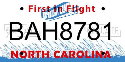 BAH8781 North Carolina License Plate