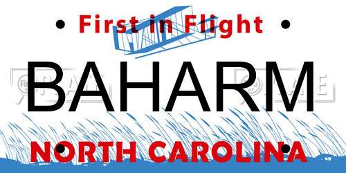 BAHARM North Carolina License Plate