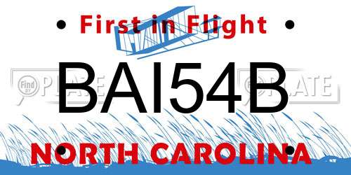 BAI54B North Carolina License Plate
