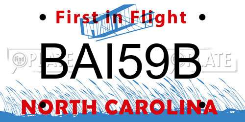 BAI59B North Carolina License Plate