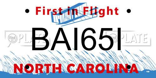 BAI65I North Carolina License Plate