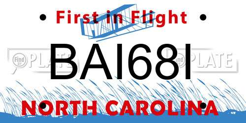 BAI68I North Carolina License Plate
