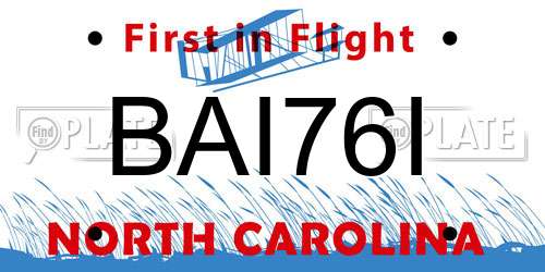 BAI76I North Carolina License Plate