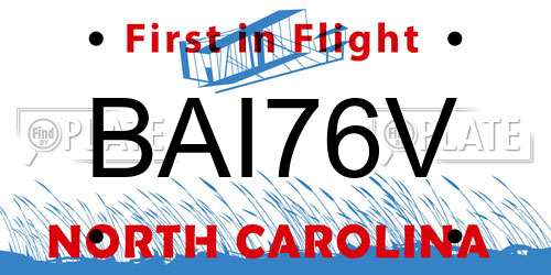 BAI76V North Carolina License Plate