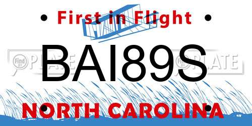 BAI89S North Carolina License Plate