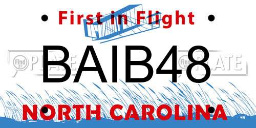 BAIB48 North Carolina License Plate