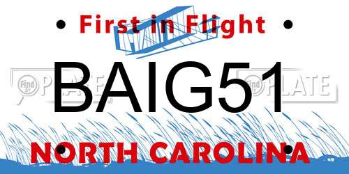 BAIG51 North Carolina License Plate