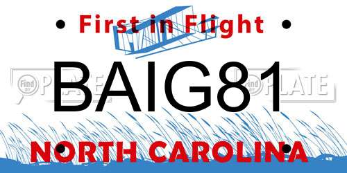 BAIG81 North Carolina License Plate