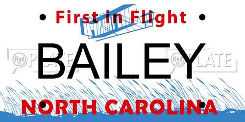 BAILEY North Carolina License Plate