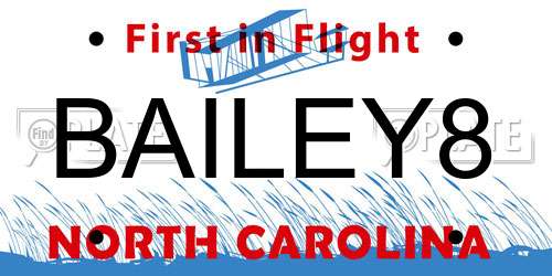BAILEY8 North Carolina License Plate