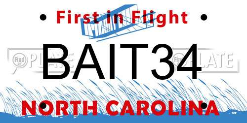 BAIT34 North Carolina License Plate