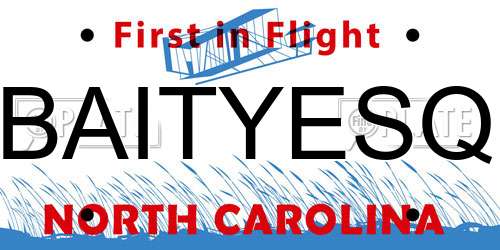 BAITYESQ North Carolina License Plate
