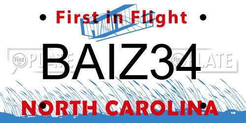 BAIZ34 North Carolina License Plate