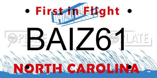 BAIZ61 North Carolina License Plate