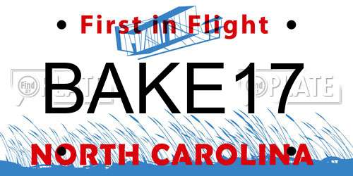BAKE17 North Carolina License Plate