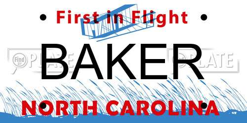 BAKER North Carolina License Plate