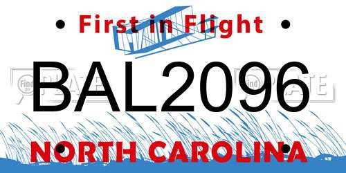 BAL2096 North Carolina License Plate