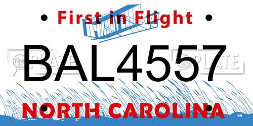 BAL4557 North Carolina License Plate