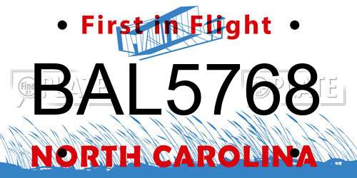BAL5768 North Carolina License Plate
