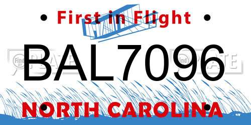 BAL7096 North Carolina License Plate
