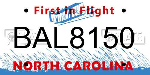BAL8150 North Carolina License Plate