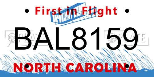 BAL8159 North Carolina License Plate
