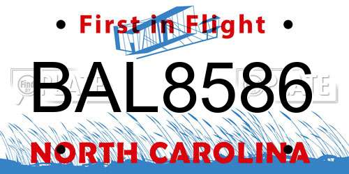 BAL8586 North Carolina License Plate