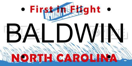 BALDWIN North Carolina License Plate