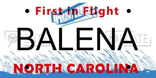 BALENA North Carolina License Plate