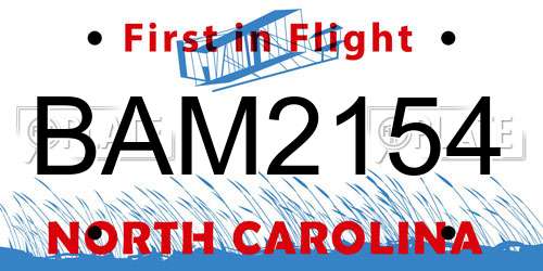 BAM2154 North Carolina License Plate