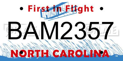BAM2357 North Carolina License Plate