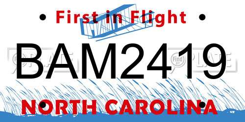 BAM2419 North Carolina License Plate