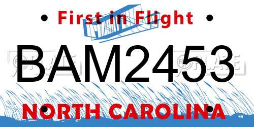 BAM2453 North Carolina License Plate