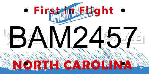 BAM2457 North Carolina License Plate